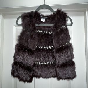BCBGMaxAzria rabbit fur vest